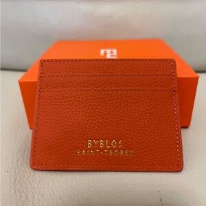 BYBLOS Saint- Troper Card Holder Orange Leather Original Price $334 New Unisex.